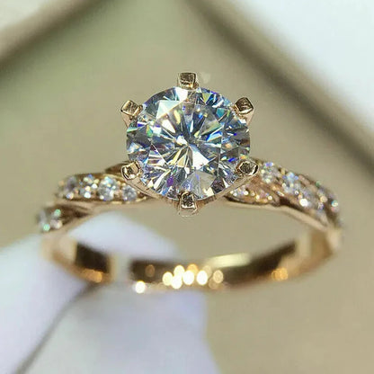 Classic 6 Claw Cubic Zirconia Ring for Women.  Luxury Gold Color  FOR Wedding Engagement Bands, MOTHERS DAY, ANY 
SPECIAL GIFTING OCCASION,  Eternity Ladys Jewelry.