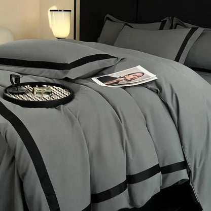 4Pcs Brushed Microfiber King / Queen / Double/ Twin.  Soft Premium Hotel Patchwork Duvet cover Flat/Fitted sheet  and 2 Pillowcases