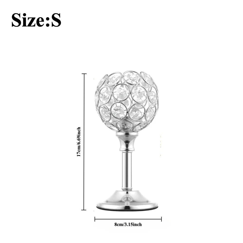 1Pcs Modern Crystal Tealight,  Metal Candle Holders,  Wedding Party, Church Deco,  Dinning Table Centerpieces Candlestick Decoration