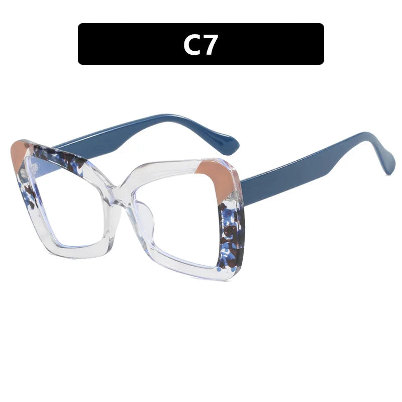 New Large-Frame Polygonal Irregular Flat-Frame Glasses.   Fashion Women's Butterfly Frame.  Glasses with   Anti-Blue Light.