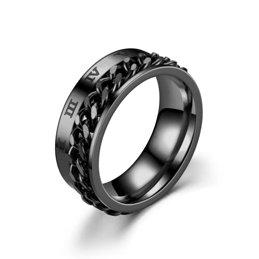 Spinning Anxiety Rings Free Shipping Items For Men Titanium Steel Rotatable Chain Fidget Joint Ring Jewelry Anillos De Hombres