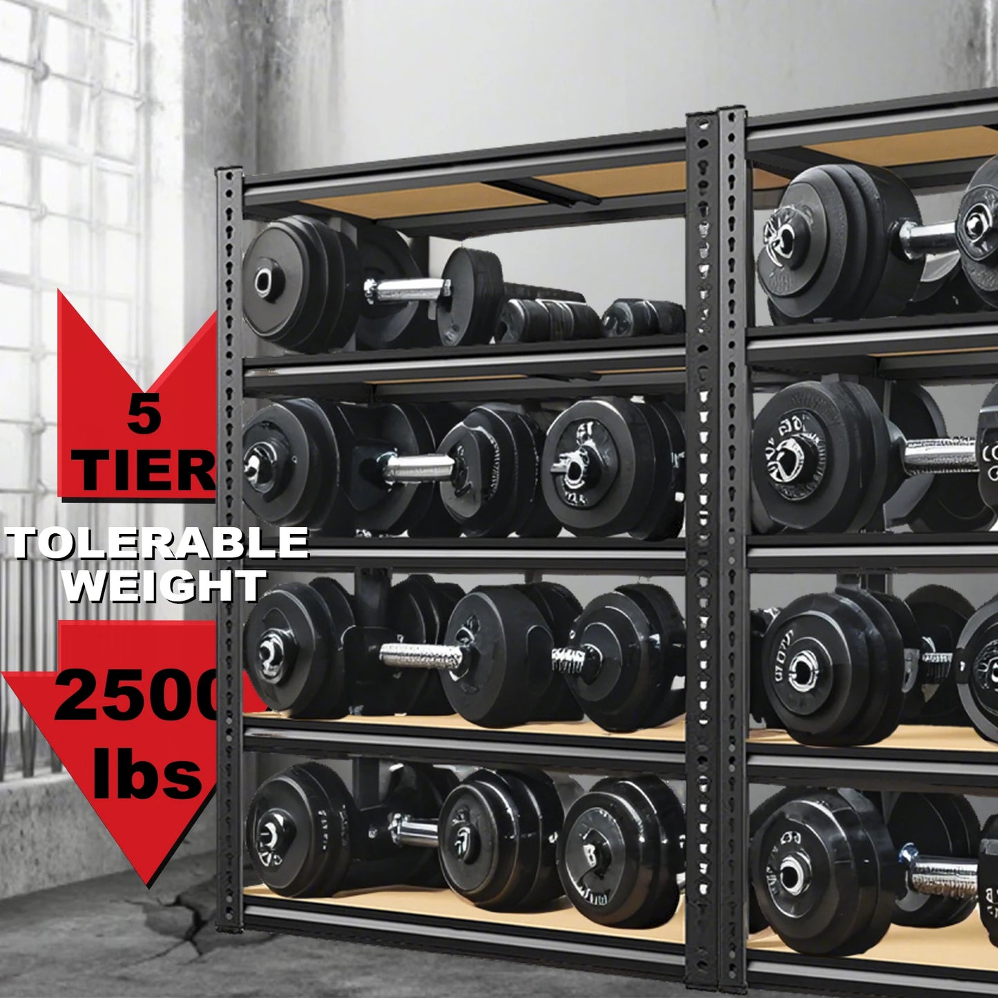 72"/60"H  Shelving, 2000 LB> Capacity, Heavy Duty and Adjustable Storage
