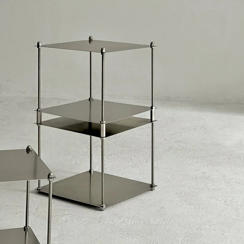 Stainless Steel Metal Modular Storage Rack Floor Stand.  Living Room Edge Bedside Table,  Simple Edge Coffee, Movable Corner