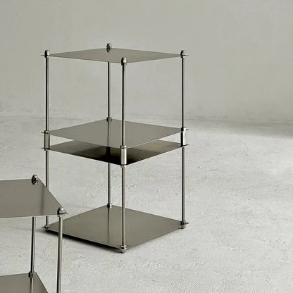 Stainless Steel Metal Modular Storage Rack Floor Stand.  Living Room Edge Bedside Table,  Simple Edge Coffee, Movable Corner