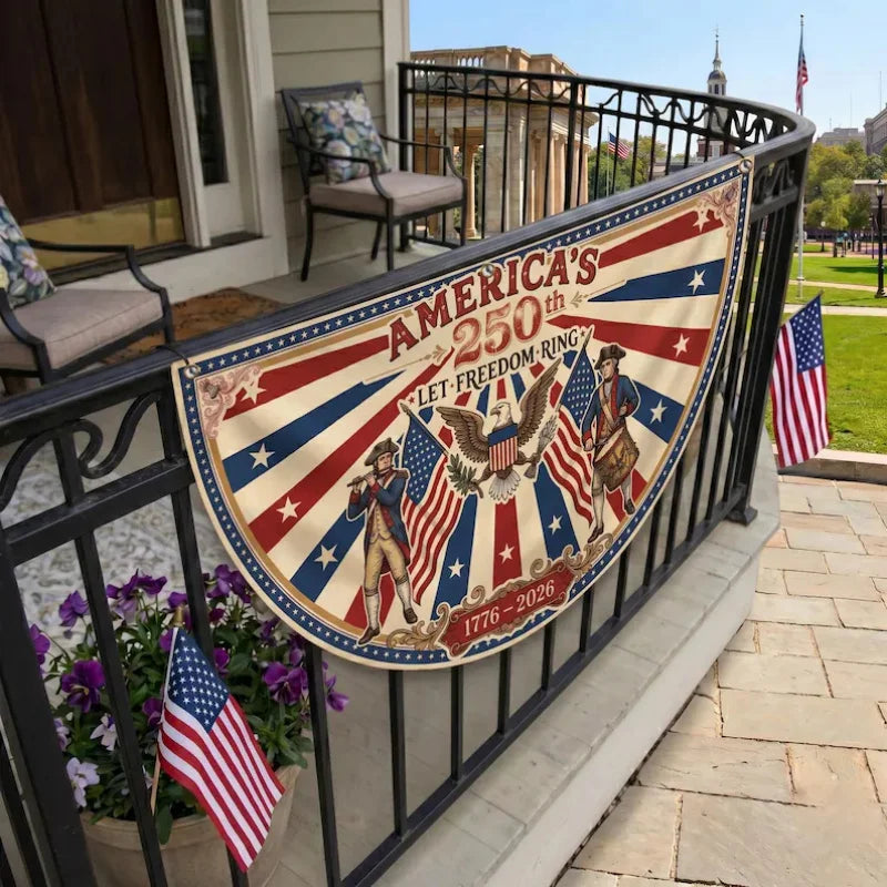 USA 250th Anniversary Fan-shaped Flag 1776 - 2026 Retro Patriotic Decor 4th of  July, Memorial Day, Veterans Day Independence Day Outdoor /Banner