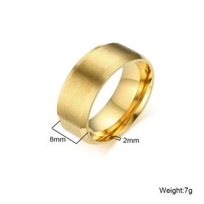 Gold Color Wedding Band.  Stainless steel Ring  for Women and  Men. US Sizes 4 5 6 7 8 9 10 11 12 13 14 15 Free Shipping