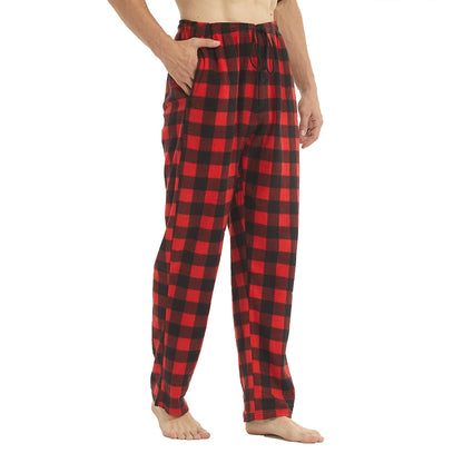 Mens Pajamas Pants with Pockets .  Fleece Pjs  that are Soft Warm .  Plaid Pajamas Bottom for  Lounge  or .Sleepwear