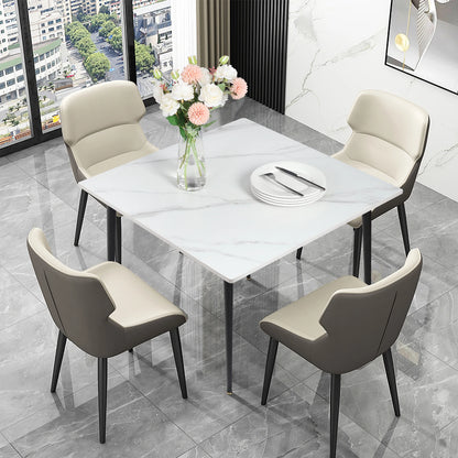 Mid-Century Slate Kitchen Dining Table with Sintered Stone Top and Metal Legs, Kitchen,  Dining Room