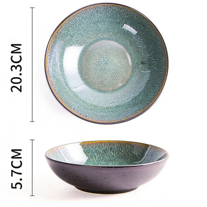 Japanese rural ceramic tableware Vine leaf soup bowl Lamian Noodles bowls Hot vegetable bowls Cover and pour rice bowl bowl set