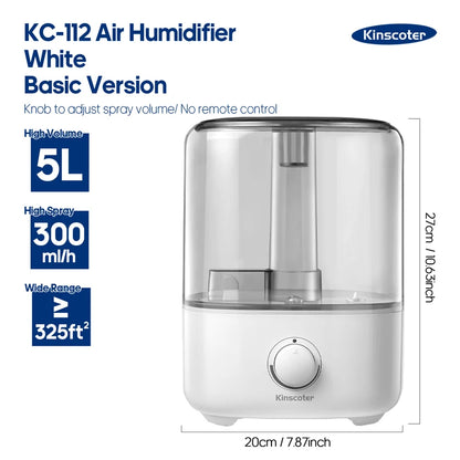 3L or 5L ,Professional Air Humidifier with Large Capacity and Aroma Diffuser with 3 levels of mist diffusion.