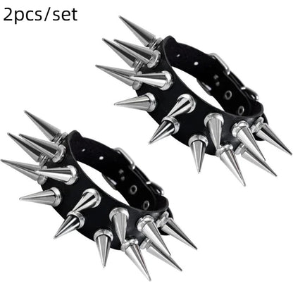 1 Set Bracelets For Men and  Women.   Spike,  Rivets, PU Leather Bracelet Bangles,  Jewelry Gift