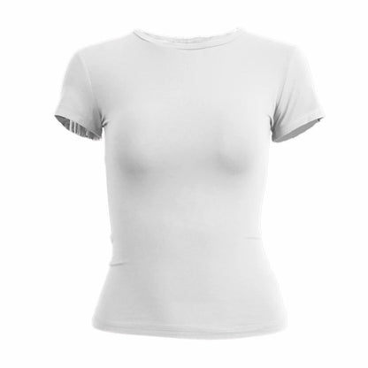 Womens tight fitting, sporty TEE Shirt in several solid colors.