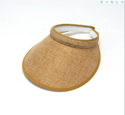 Style "A" is all gone( With the 3 Stripes. ) Styles "B" and "C" are available.  Summer,  Empty Top Straw Hat for Women, Outdoor for Sunscreen .  Visor for  Female,  Handmade,  UV Protection, Big Brim Sun Hat/Visor.    The pi