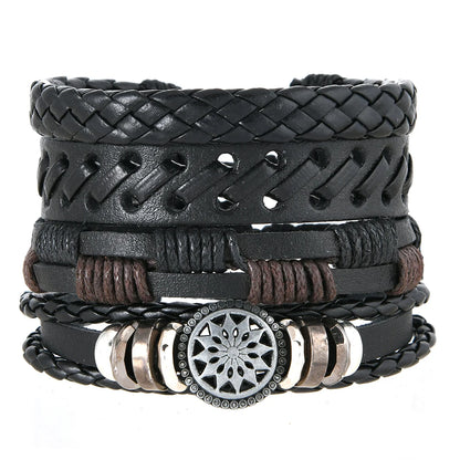 5pcs  black leather braided  bracelet for men /women