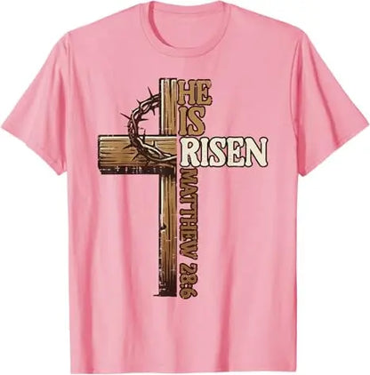 Easter Cross,  He Is Risen, Jesus/ Christian,  Men /Women T-Shirt, Bible verse John 3:16.