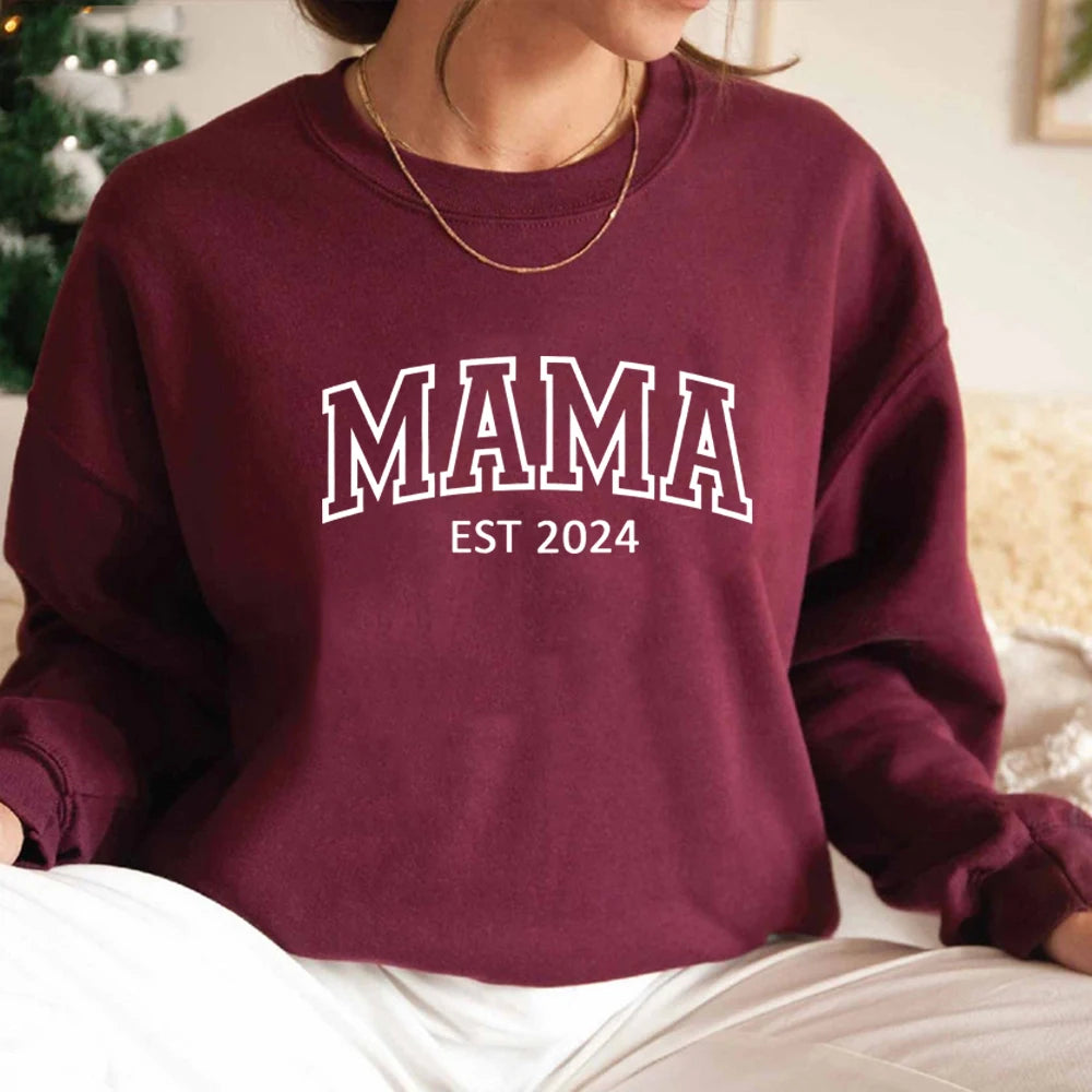 Mama Sweatshirt  for Mothers Day Gift . Womens Long Sleeve Crewneck Sweatshirt.  Personalized Hoodie for  Mom Gift.