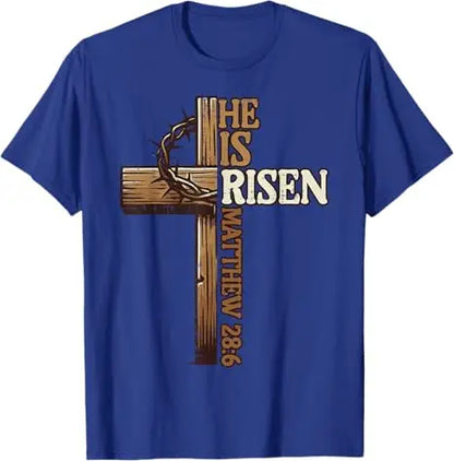 Easter Cross,  He Is Risen, Jesus/ Christian,  Men /Women T-Shirt, Bible verse John 3:16.