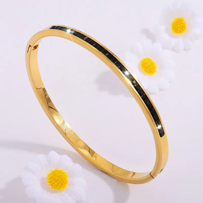 5/1pcs Black Zircon Inlay.  Series  of Stainless Steel Bracelets for Women /Men Fashion  Stacking Jewelry Gift Great item for MOTHERS DAY Gift