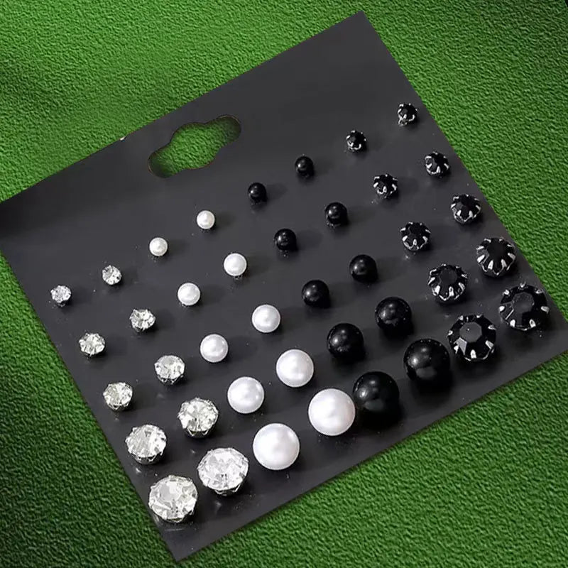 12 Pairs OF  Stainless Steel Stud Earrings with Gemstone Buds Round, SQUARE, SHAPE CHOICES. Unisex Fashion Jewelry Gifts