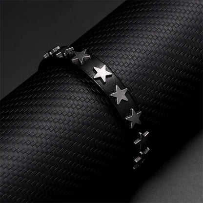Classic Simple Fashion Leather Bracelets for  Men  and  Women.  Buckle Star Leather Wrap Bracelet & Bangle,  Couple Wristband Jewelry Gift