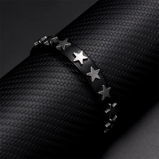 Classic Simple Fashion Leather Bracelets for  Men  and  Women.  Buckle Star Leather Wrap Bracelet & Bangle,  Couple Wristband Jewelry Gift