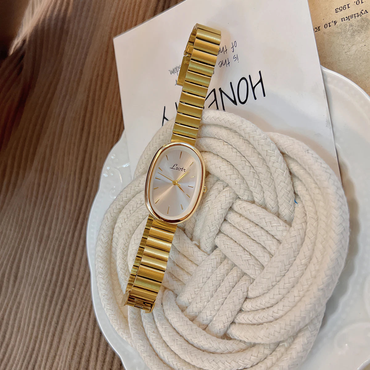 1pc Fashionable Women's Watch With Gold Bracelet, Vintage & Luxury  Style, Elegant & Versatile Quartz Watch  for ladies