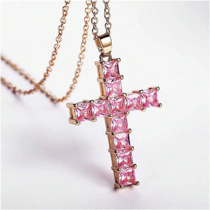 New Fashion Necklaces, Pendants,  Gold / Slver Multi Color Crystal,  Cross representing Jesus.