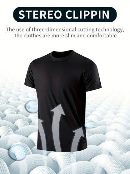 Round Neck T-Shirt 4-Pack Black Ultra-Ligh, Quick Drying,  Breathable, Sweat-Absorbent Shirt Suitable for Fitness Gym and Run.  High School is just around the corner!!! Make it a GOOD YEAR!  Please check sizing charts to get