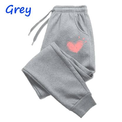 Womens Heart Printed Sweatpants  for Autumn /Winter. Long Cotton Joggers, Womens  Sweat Pants