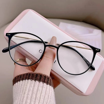 Lady Trendy Finished Myopia Glasses  for Women/Men.   Round Frame Blue Light Blocking Eyewear,Unisex, Retro,  Minus Diopter Eyeglasses.  NO PINK Left,  Make syre you Check availability.  Lots of choices but a lot already gone