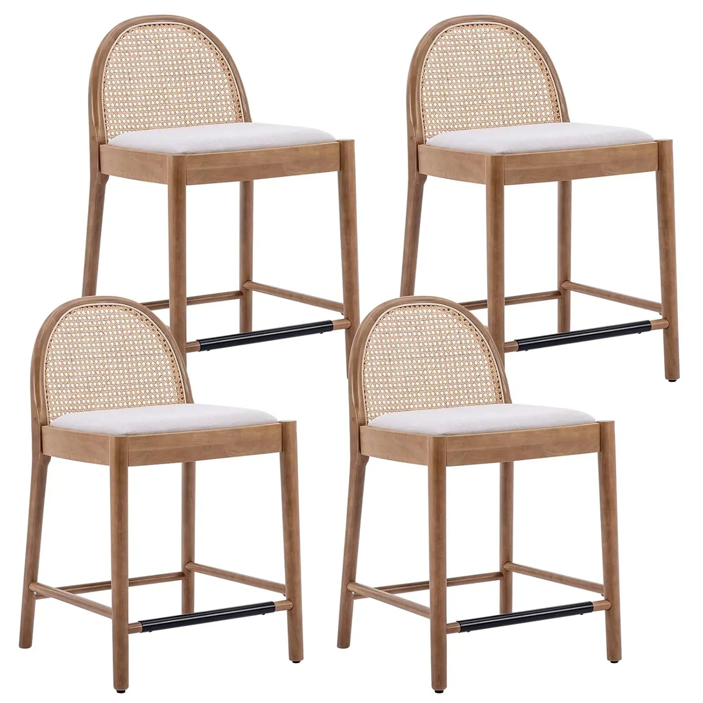 Modern Linen Counter Stools,  Set of 4, 26 Inch Seat Height,  Counter Height Barstools Upholstered.   Bar Stools with Oval, Customized