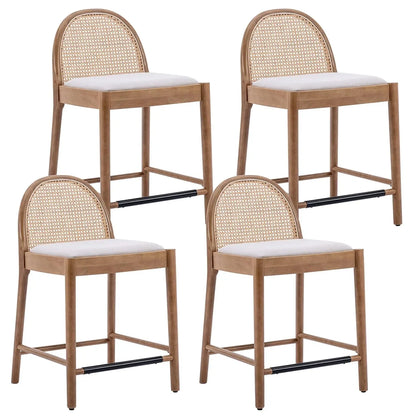 Modern Linen Counter Stools,  Set of 4, 26 Inch Seat Height,  Counter Height Barstools Upholstered.   Bar Stools with Oval, Customized