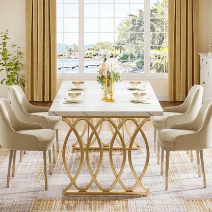 Modern Dining Table, 63" Large Kitchen Table for 4-6 People, Unique Rectangular Dinner Table. Kitchen or Dining Room Furniture