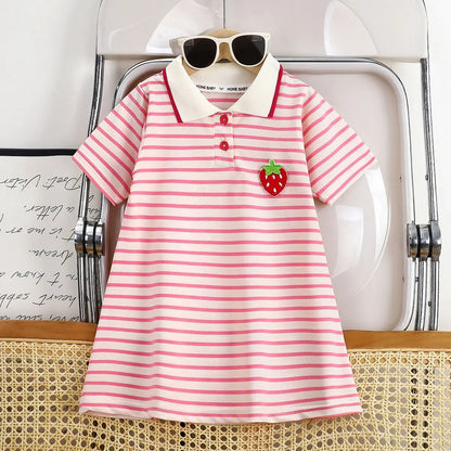 dress for little girls in  summer time,  embroidery  ruffle hem princess dress