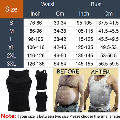 Men's Shapewear,  Slimming Body Corset Vest,  Shirt Compression for  Abdomen,  Tummy,  Belly,  Control  for Slim Waist Cinche.