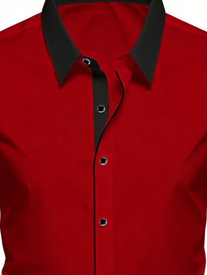 Mens Tuxedo Shirt.   Western,  Luxury,  Long Sleeve,  Smart,  Casual, Micro Elastic,  Wrinkle-free,  Business Dress Shirts