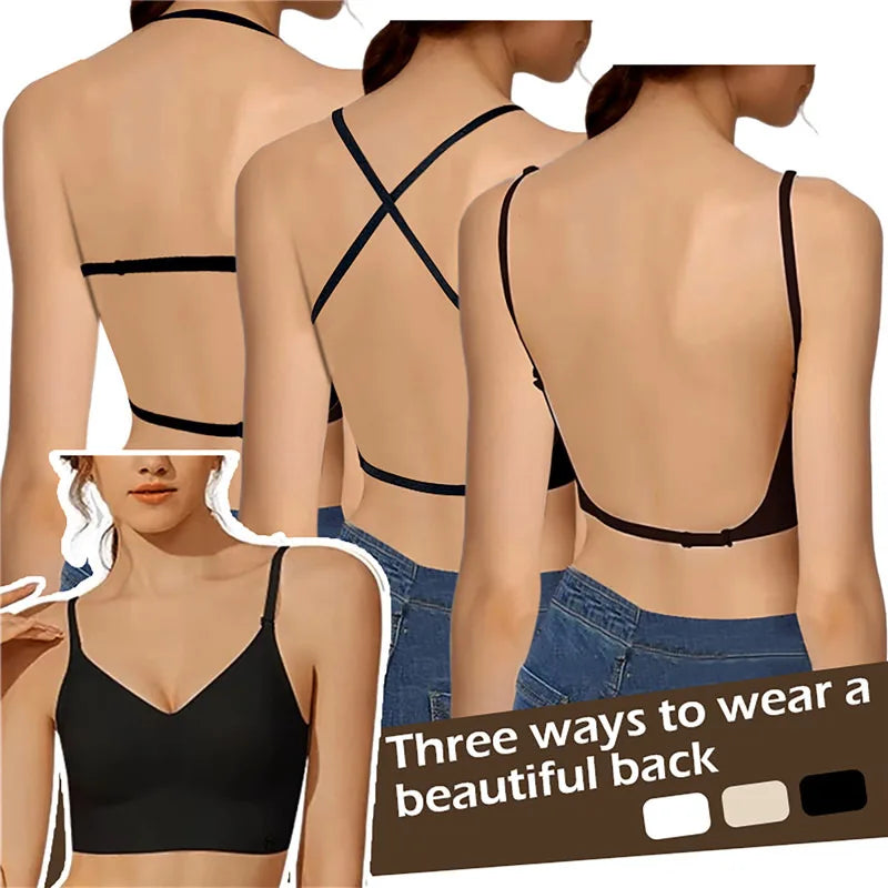 Backless Top for Dresses,  Sexy Lingerie with Transparent Straps.   Push Up Strapless Underwear