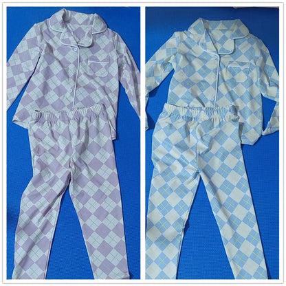 spring summer argyle plaid, soft dress set with  footie P. J's,  Familyfamily matching clothing