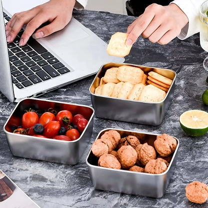 6-Piece Stainless Steel Food Storage Container Sets With Lids - Leakproof, Stackable & Reusable For Camping, Picnics, School