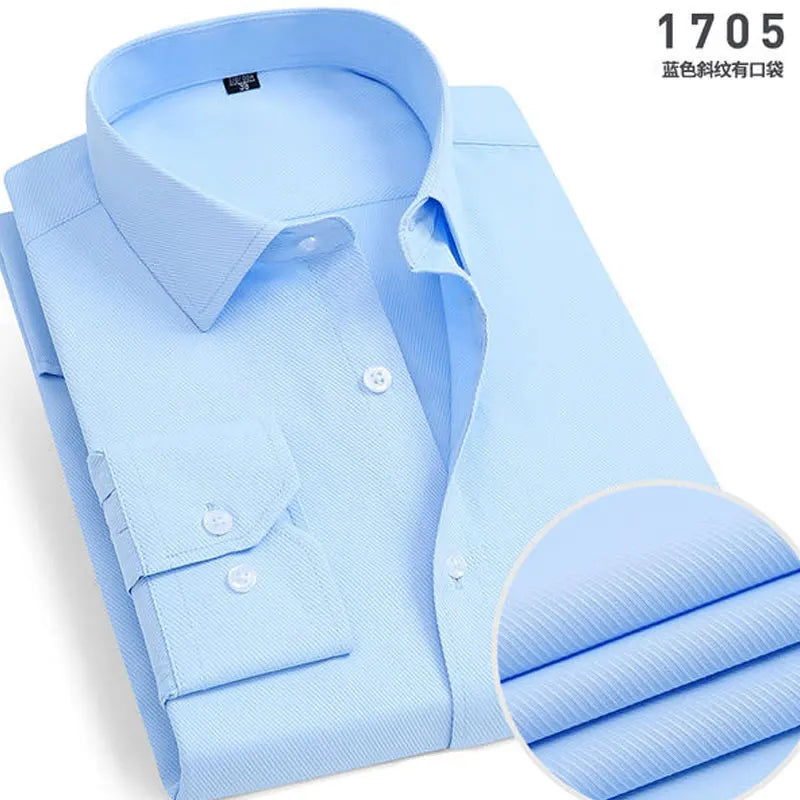 Spring  Men's Stripes and solids,  long-sleeved Shirt,  Non-ironing,  Anti-wrinkle,  Comfortable,  Breathable,  Business Casual Fashion Slim Fit