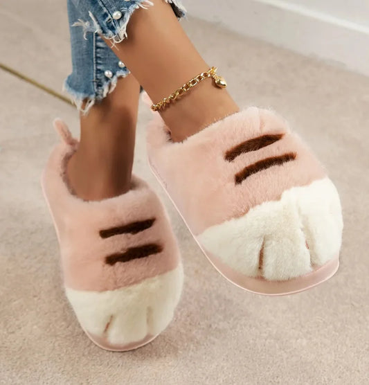 Adorable Kitty Claw Slippers for  Womens Lounging. Non Slip Furry and Warm, Fluffy Slides. OK Outdoor