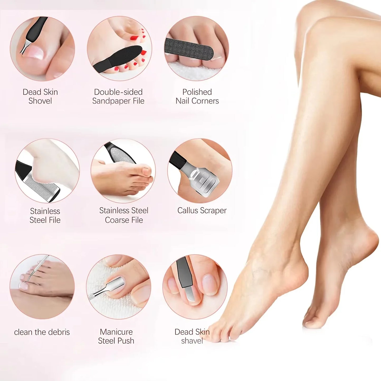 Rechargeable Electric Foot File /1+10 Set including Callus Remover,  Machine Pedicure Device,  Foot Care Tools For Heels, Remove Dead Skin .black
