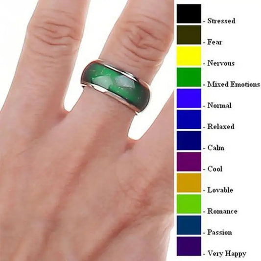 1pc Stainless Steel Mood Ring Changing Color Rings Emotion Feeling Temperature Ring For Women/ Men / Couples Rings Fashion Jewelry, 1 color to order but many moods to wear.  Use Sizing chart.