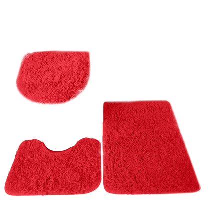 3pc Bathroom Set Rug,  Mat , Toilet Lid Cover   .Plain Solid Color Bathmats 
Kit Non-Slip Fluffy Home Carpets