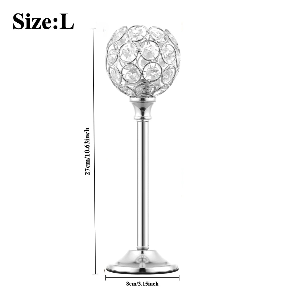 1Pcs Modern Crystal Tealight,  Metal Candle Holders,  Wedding Party, Church Deco,  Dinning Table Centerpieces Candlestick Decoration