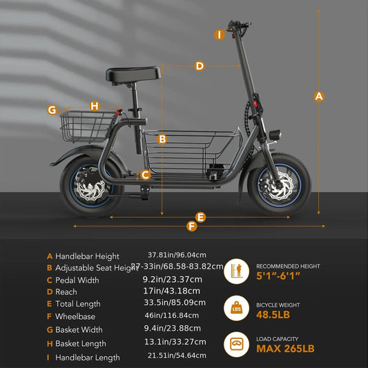 Gyroor Electric Scooter with Basket for Pet, 3 Riding Modes Foldable, for Adults - up to 20 Miles 18.6MPH