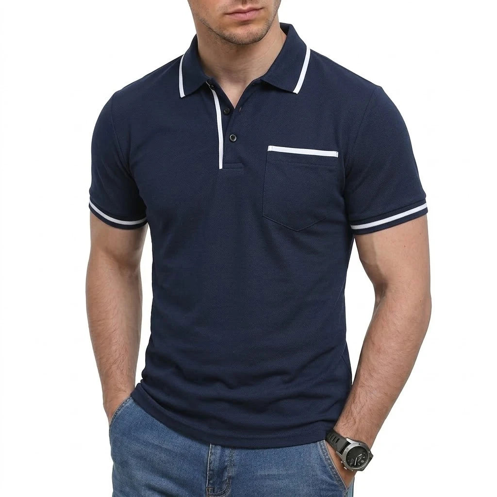 Summer Mens Short Sleeve T-Shirts WITH  Pocket.   Lightweight Casual Polo Shirt for Men, Loose Trendy Button Down Shirts for Men
