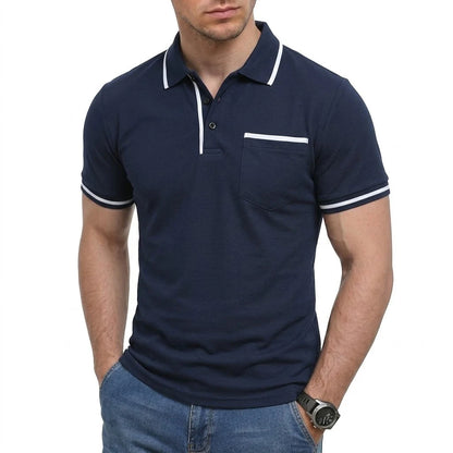 Summer Mens Short Sleeve T-Shirts WITH  Pocket.   Lightweight Casual Polo Shirt for Men, Loose Trendy Button Down Shirts for Men