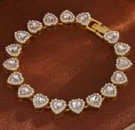 Luxurious Heart Type Rhinestone Hop Tennis Chain Bracelet And Necklace For MOTHERS DAY  and other Occasions