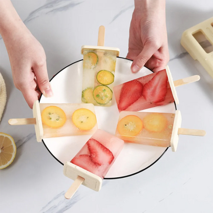 Ice Cream Popsicle Mold, DIY Ice Cream Machine,  Homemade Ice Box with Plastic Stick,  Ice-lolly Mold, Ice Cube Tray.